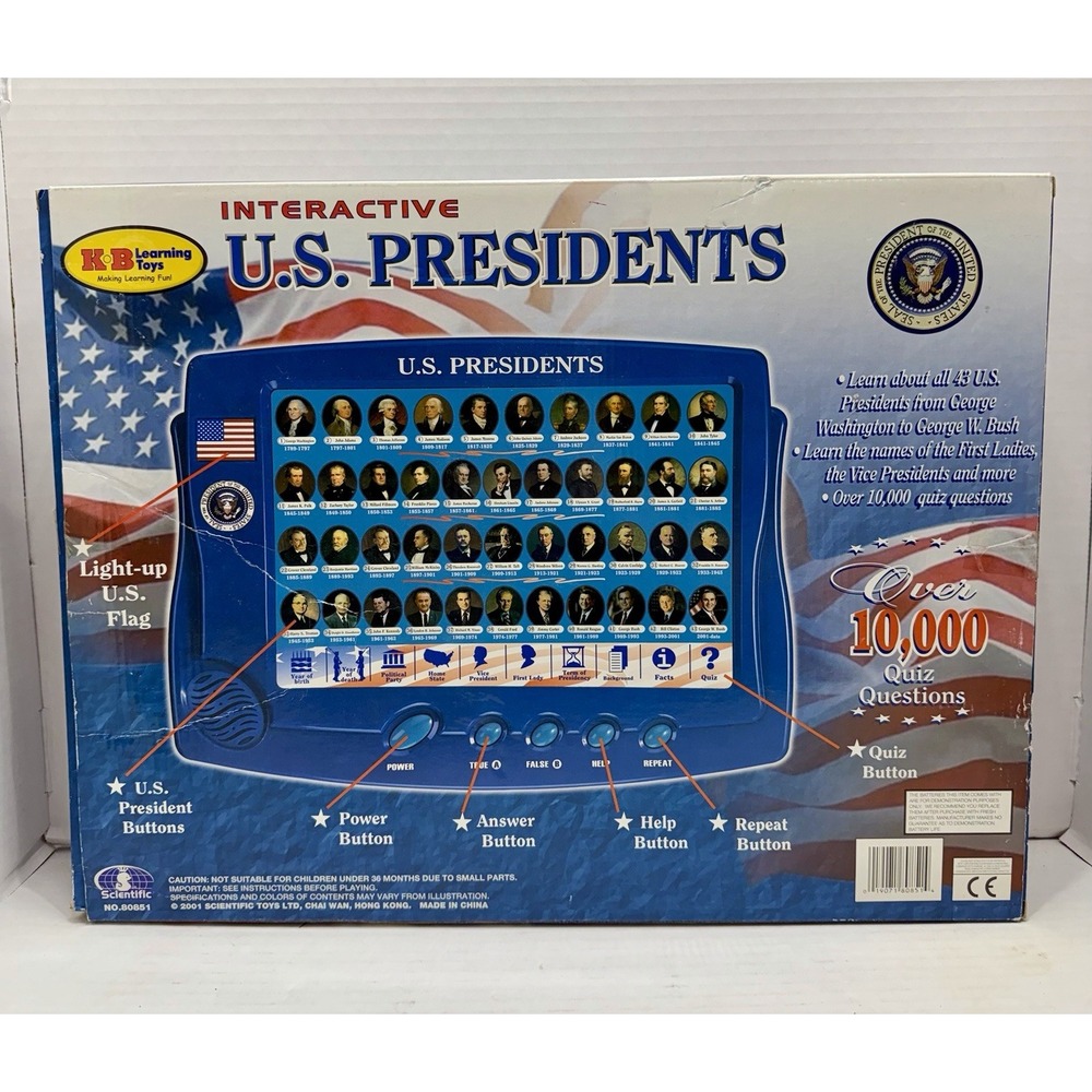 KB Toys Interactive US Presidents Toys Electronic Learning 2001 Vintage New! - Picture 4 of 8